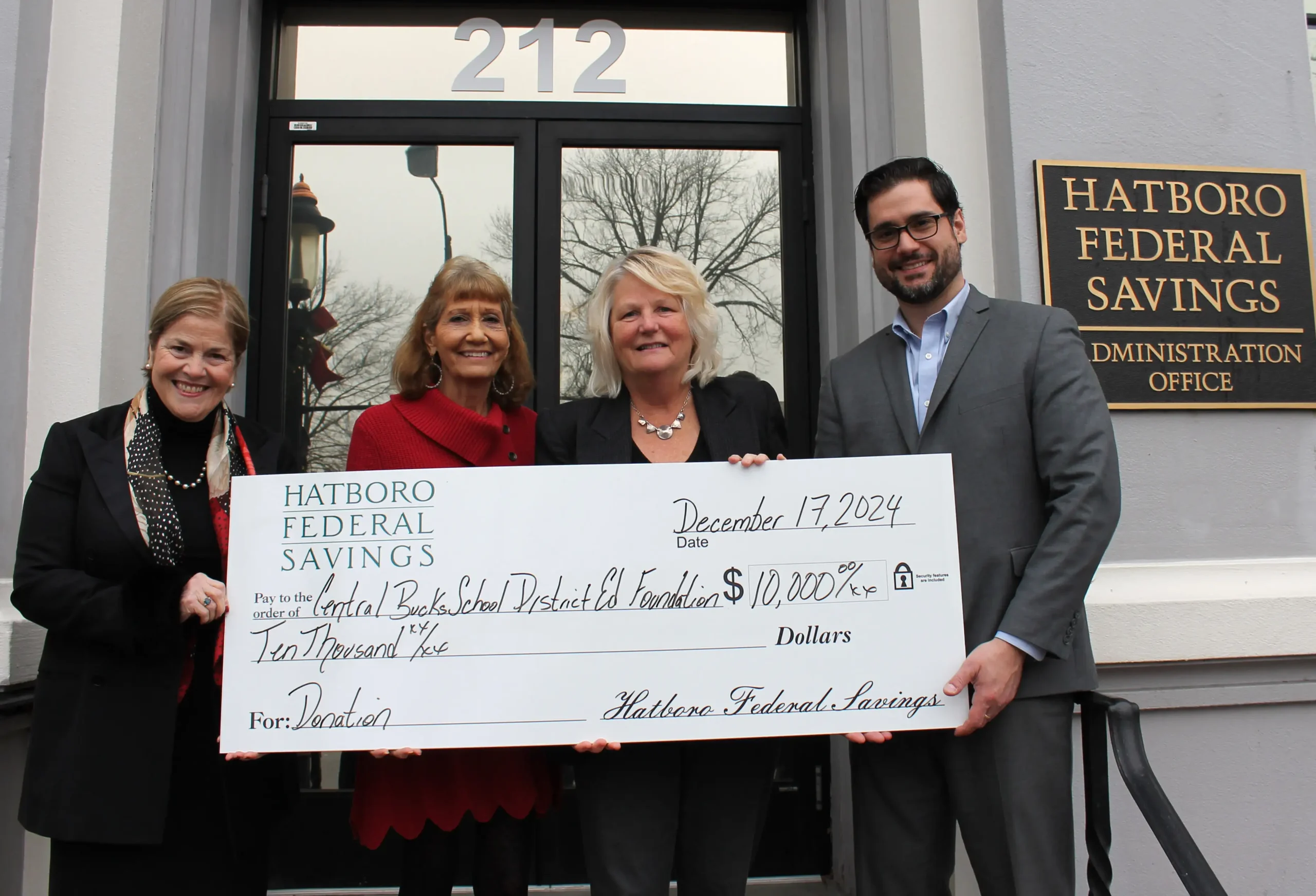 Hatboro Federal Savings – $10,000 donation to the Central Bucks Education Foundation